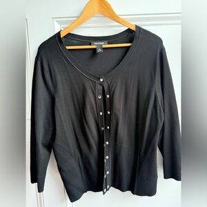 White House Black Market Women's Black Cardigan Sweater